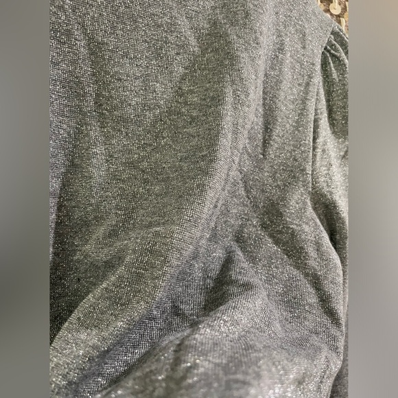 🩶🩶 NWT J Crew gray sparkly puff-sleeve turtleneck tissue tee sz S - Picture 6 of 6
